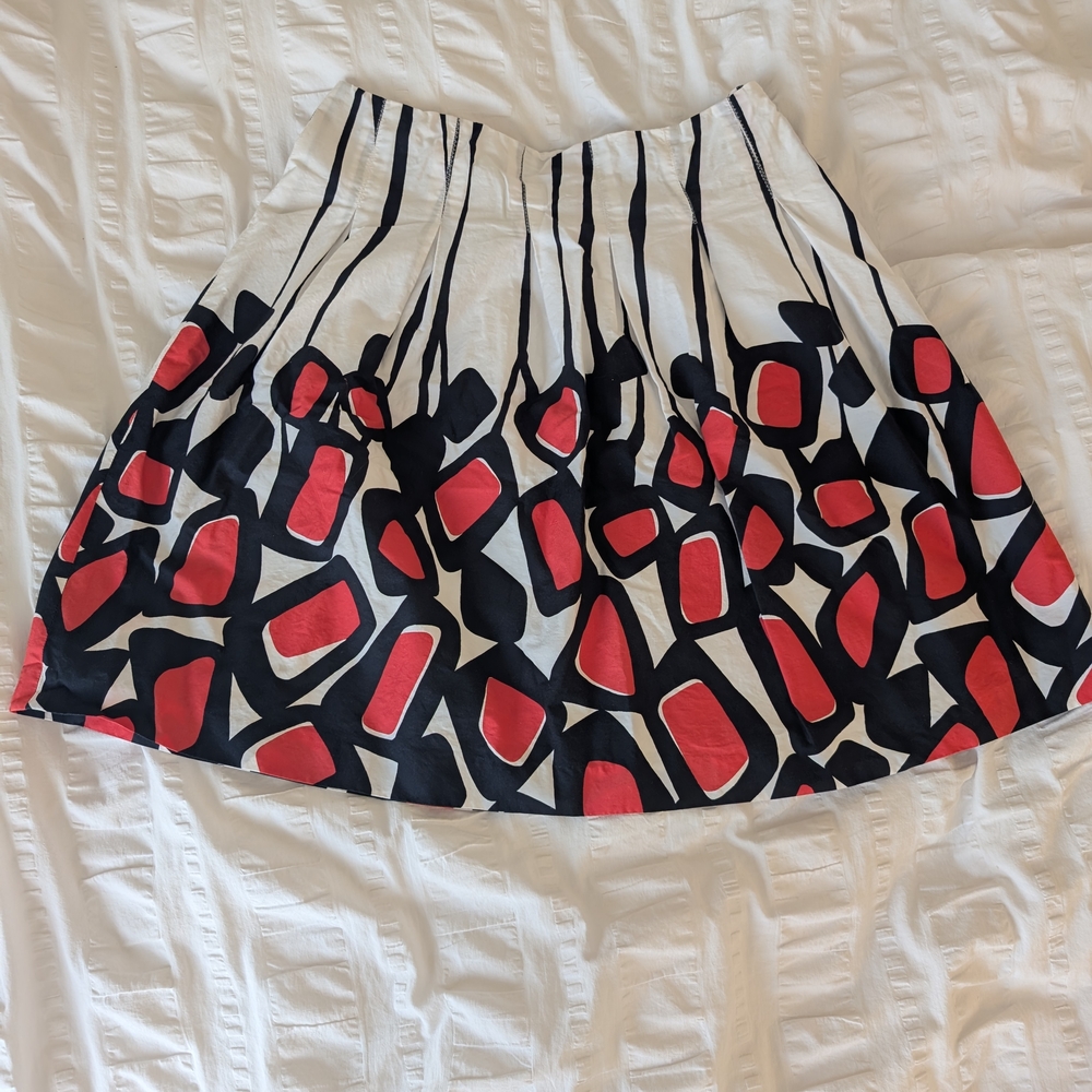Talbots Black and White Pleated A-Line Mini Skirt